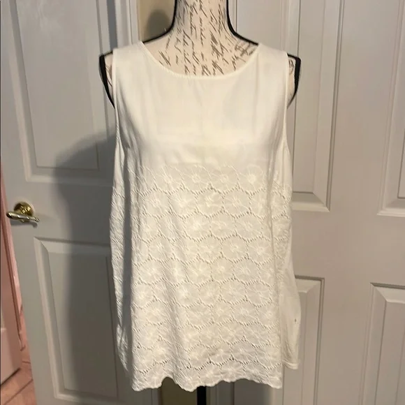 LOFT Tops Loft White Lace Tank Top Poshmark